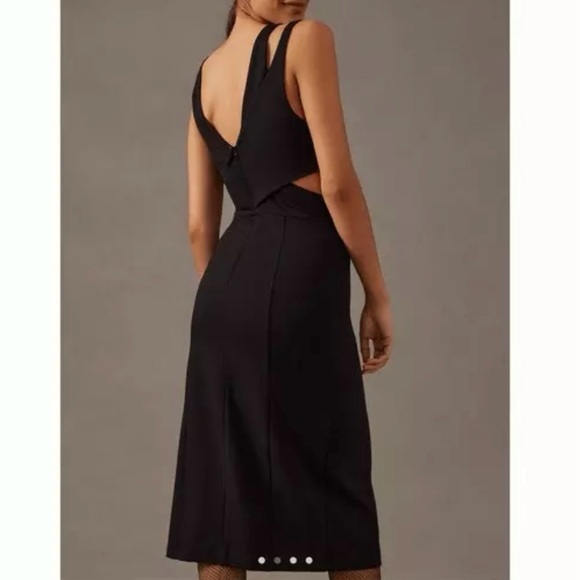 Anthropologie cutout black midi dress size small petite body con - Picture 2 of 12